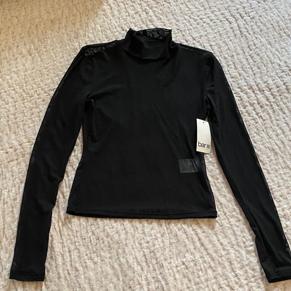 Bar III Women's Elegant Black Long Sleeve Tee